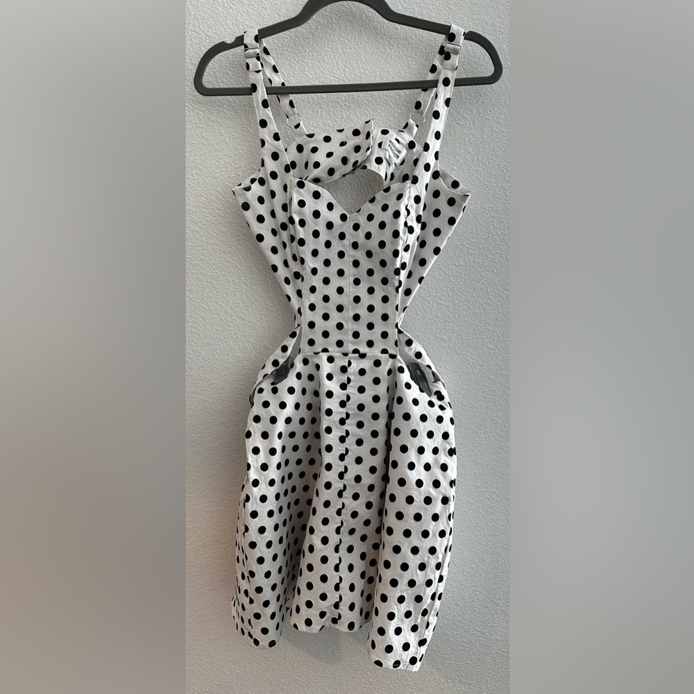 Unique Vintage Black and White Polka Dot Skort Romper with pockets size Med - Picture 6 of 9